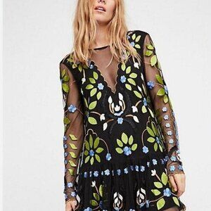 Free People Embroidered Mesh Dress – Reversible, Never Worn!